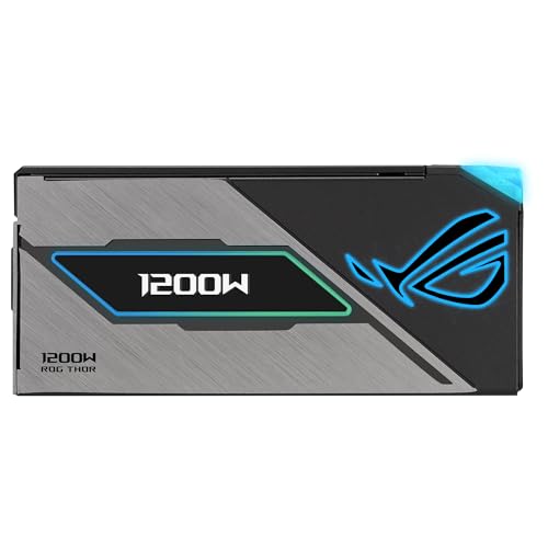ASUS ROG Thor 1200W Platinum III Fuente de alimentación, 80 Plus Platinum, ATX 3.1, MOSFET GAN, Estabilizador de Voltaje Inteligente, Pantalla OLED magnética, Modo Turbo, 10 años de protección
