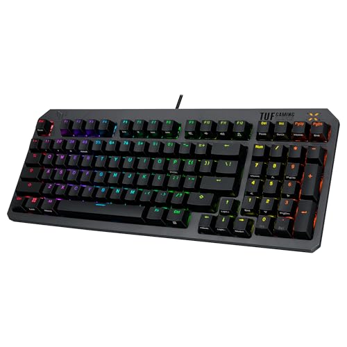 ASUS TUF Gaming K3 Gen II - Teclado Compacto de 98 Teclas, interruptores óptico-mecánicos RGB Red, Espuma amortiguadora, IP57, Placa Superior Desmontable y Aura Sync - Teclado QWERTY Español