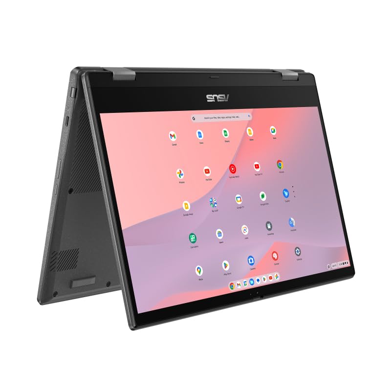 ASUS Chromebook CM14 Flip CL1402FM2A-EC0202 - Ordenador Portátil 14" Full HD (MediaTek Kompanio 520, 4GB RAM, 64GB eMMC, Arm Mali-G52 MC2, ChromeOS) Gris Gravidad - Teclado QWERTY español
