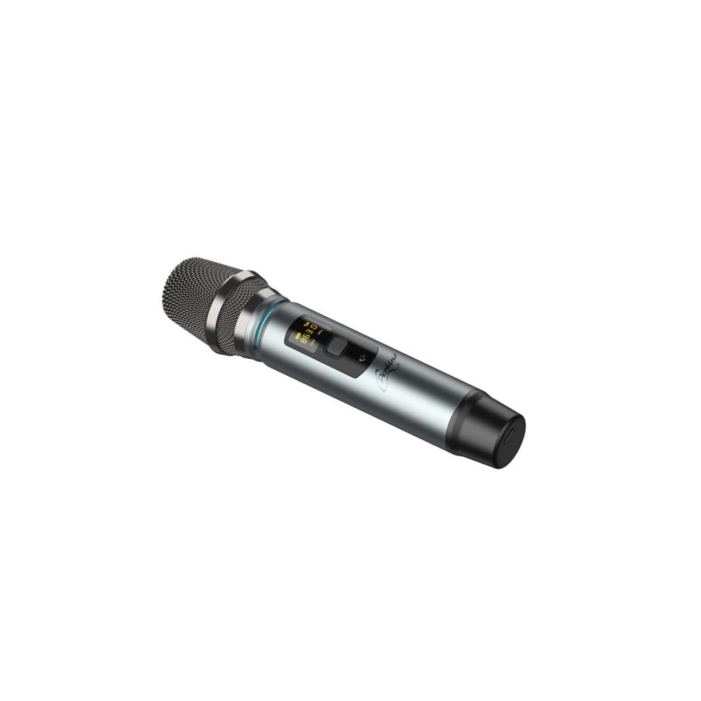 C.Perkins - Mic-Pro-HF - Micrófono de Mano inalámbrico UHF a Pilas y Receptor Jack de 6,35 mm - UHF 863-865MHz - Metal Gris