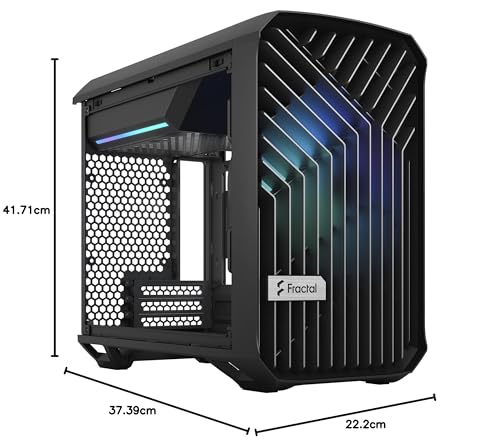 Fractal Design Torrent Nano RGB Black - Light Tint Tempered Glass Side Panels - Open Grille for Maximum Air Intake - 180mm RGB PWM Fan Included - Type C - mATX Airflow Mini Tower PC Gaming Case
