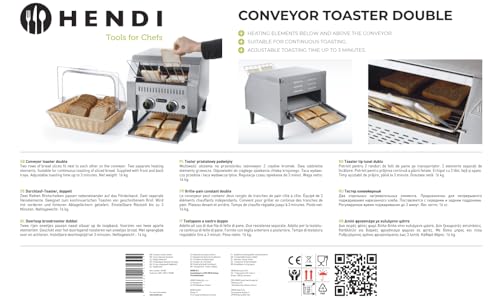 HENDI Tostador de cinta doble - 230V / 50Hz / 2240W - 418x368x(H)387 mm, plateado, acero inoxidable