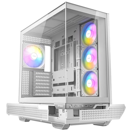 Antec C7 ARGB Blanco, Soporte de GPU RTX 40, 4 Ventiladores ARGB PWM de 120 mm incluidos, refrigeración Vertical, Tipo C de 10 Gbps, Paneles Frontales y Laterales de Vidrio Templado Continuo