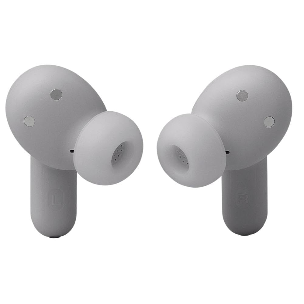 JBL Live Beam 3 Auriculares inalambricos de botón con almohadillas,True Wireless con cancelación de ruido adaptable, hasta 48 horas de reproducción, Bluetooth, audio de alta resolución, plateado
