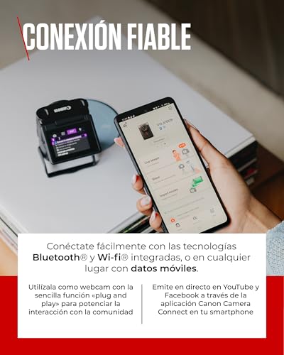 Canon Powershot V10 Starter Kit + Accesorios + Memoria 64GB, Cámara Vlogging y Streaming, Sensor 1" 20,9 MP, Vídeo 4K, Objetivo 19mm, WiFi, Bluetooth y USB-C, Pantalla Táctil Ángulo Variable, Negro