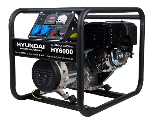 HYUNDAI HY-HY6000 Generador gasolina, 4 W, 230 V, Negro, Mediano