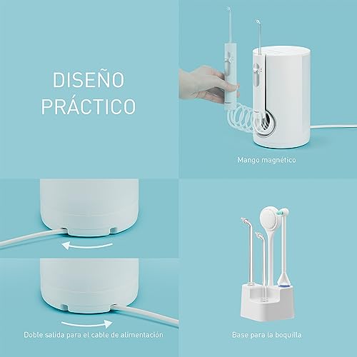 Panasonic EW1614AW503-PACK Family Irrigator Oral Dental, Chorro Ultrasónico, Modo Infantil, 10 Ajustes de Presión, IPX7, Ortodoncia, 5 boquillas, alimentado por Red Eléctrica, Blanco