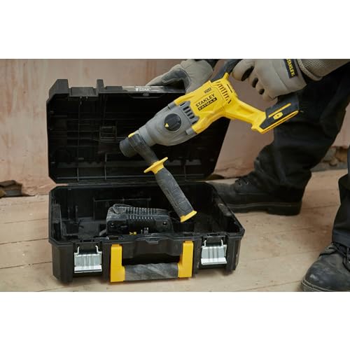 STANLEY FATMAX Martillo SDS-Plus V20 18V, Motor Sin Escobillas, 2J Impacto, 3 Modos (rotativo, percutor y cincelador), Incluye: 2 Baterías 4.0Ah, Cargador, Maletín PRO-STACK, SFMCH900M22-QW