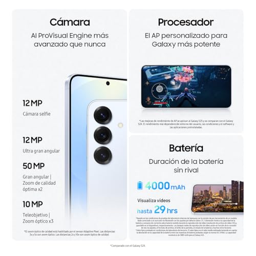 Samsung Galaxy S25 256GB Teléfono Móvil con IA, Galaxy AI, 12GB RAM, Cámara 50MP, Dual SIM, IP68, Garantía del Fabricante 3 Años + 1 Año Extra, Color Azul (Versión Española)