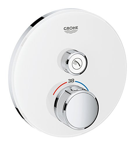 Grohe 29150LS0 Grohtherm Smartcontrol Termostato Redondo con cristal blanco, 1 Chorro Regulable, Moon White