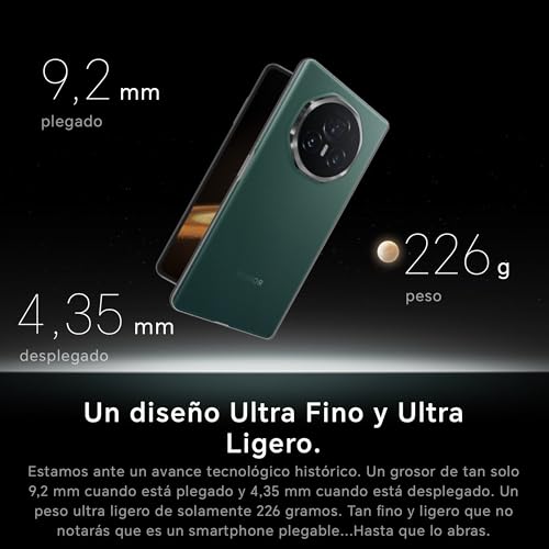 HONOR Magic V3 5G - Smartphone de 12GB+512GB, 9.2mm Plegable, Batería de 5150mAh, Qualcomm Snapdragon 8 Gen 3, IPX8, Cámara principal Falcon de 50MP, MagicOS 8.0.1 (Basado en Android 14), NFC, Green