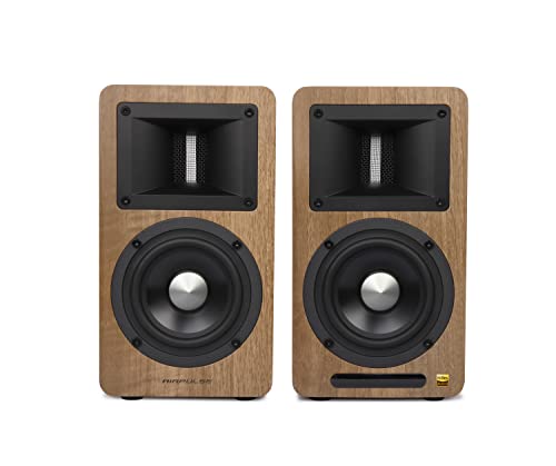 EDIFIER AIRPULSE A80 - Sistema de altavoces de estantería 2.0 (100 W) con Bluetooth V5.0 (aptX), tweeter de bocina de cinta para agudos precisos y claros, posibilidades de conexión versátiles, incluye