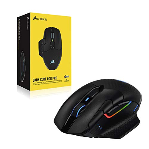 Corsair DARK CORE RGB PRO Ratón Inalámbrico FPS/MOBA para Juegos - 18.000 PPP - 8 Botones Programables - Inalámbrico Sub-1ms - Compatible con iCUE - PC, Mac, PS5, PS4, Xbox - Negro