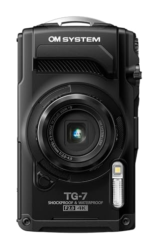 OM SYSTEM Cámara Tough TG-7, 12 MP, Resistente al Agua y a los Golpes, Modos de Disparo subacuático y Macro, vídeo 4K, Zoom Angular de 4X (sucesora de la Olympus TG-6), Negro