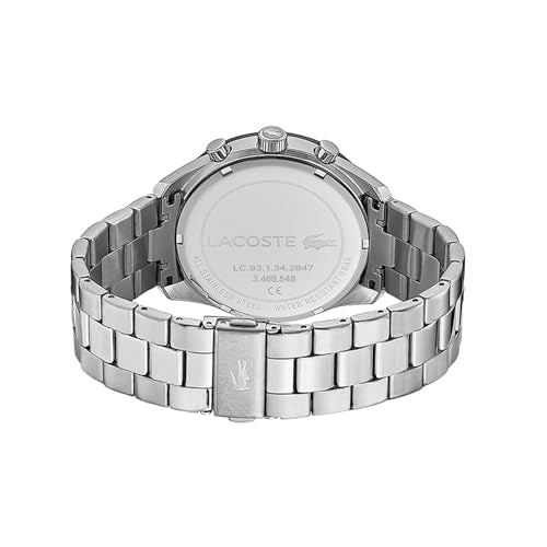 Lacoste Reloj Cronógrafo de Cuarzo para Hombre Colección Boston con Correa de Acero Inoxidable Plateada - 2011079