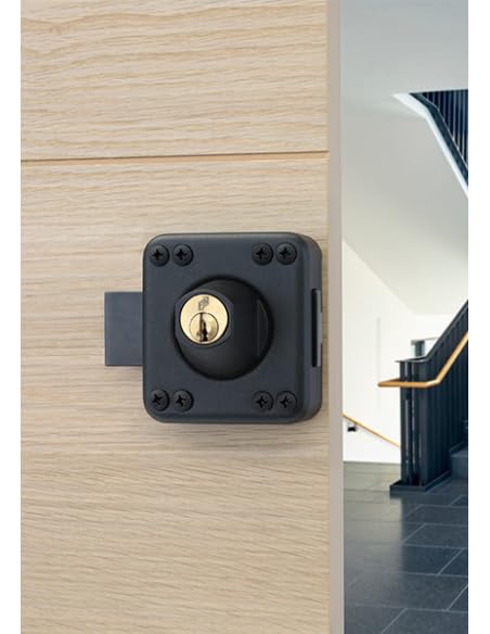 FTH - Cerradura de puerta FTH R85 doble entrada, cilindro de 45 mm, maletero y cerrojo mate, 3 llaves dentadas