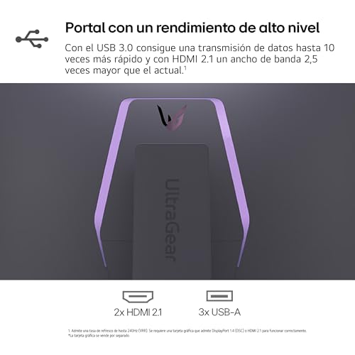 LG 32GS95UV-B.AEU - Monitor Ultragear Gaming, 32", Pantalla OLED, 3840x2160, 0,03ms, Dual Mode (240/480 Hz), G-Sync, FreeSync Premium Pro, Antideslumbrante, Curvatura Óptima, Tecnología MLA+, Negro