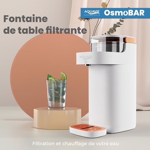 Aquavie Technology - OsmoBAR - Fuente de Agua purificada por ultrafiltración - Dispensador instantáneo de Agua templada y Caliente - Depósito de 1,1 L