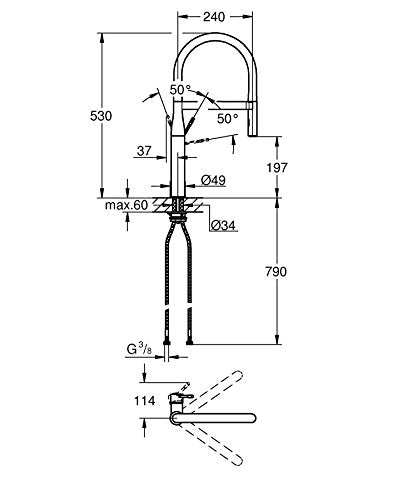 Grohe 30 294 DC0 30294DC0-Essence Grifo Cocina Semiprofesional,