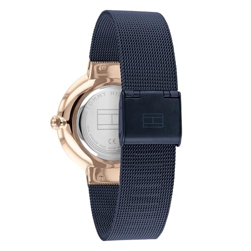 Tommy Hilfiger Reloj Analógico de Cuarzo para Mujer con Correa de Malla de Acero Inoxidable Azul - 1782219