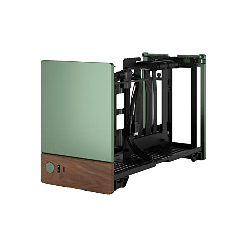 Fractal Design Terra Jade - Wood Walnut Front Panel - Small Form Factor - mITX Gaming Case – PCIe 4.0 Riser Cable – USB Type-C - Anodized Aluminum Panels