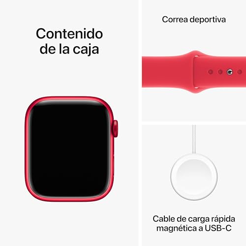 Apple Watch Series 9 (GPS) - Caja de Aluminio (Product) Red de 45 mm - Correa Deportiva (Product) Red - Talla S/M
