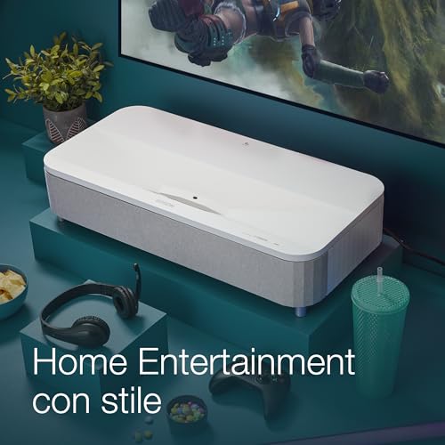 Epson EH-LS800W - Proyector láser Pro-UHD 4K 16:9, óptica Ultra Corta EpiqVision, Smart Android TV, 4000 lúmenes, Bluetooth/HDMI/USB/WLAN, Chromecast, sorround 3D Yamaha, Proyección máx. 150" Blanco