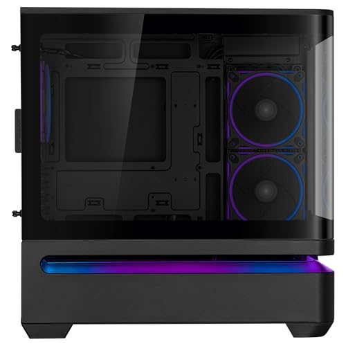 ASUS Prime AP202 ARGB Caja mATX, Cristal Curvado Templado, Compatible con gráficas de hasta 420 mm, radiadores de 360 mm, raíl de fácil extracción, ventilación de Ranura, Ventiladores ARGB, Negro