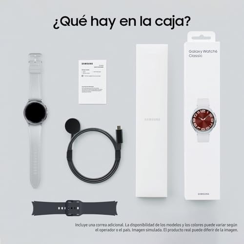 Samsung Galaxy Watch6 Classic 4G LTE, 43 mm + Correa de recambio - Smartwatch, Control de Salud, Seguimiento Deportivo, Batería de Carga Rápida, Plateado (Versión Española)