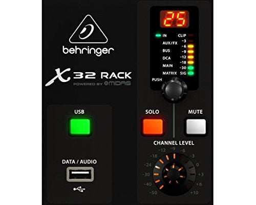 Behringer X32 RACK Mezclador digital en rack de 40 entradas y 25 buses con 16 preamplificadores Midas programables, interfaz de audio USB y control remoto para iPad/iPhone*