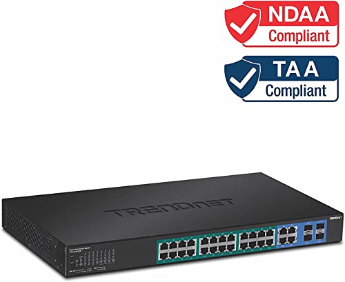 TRENDnet TPE-2840WS - Switch de Red (4 x PoE+, 20 x PoE, 4 x SFP, 1000Base-T, IPv6), Color Negro