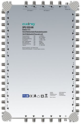 'AXING múltiple 9 en "DiSEqC Multiswitch de Cascada Ampliable Sat Activo Gris Claro