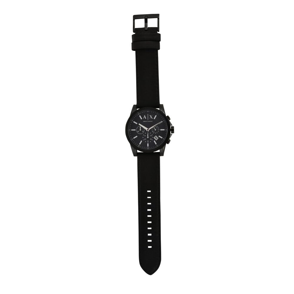 Armani Exchange Reloj Hombre, Movimiento Cronógrafo Cuarzo y Caja 45mm con Pulsera Piel, Grafito