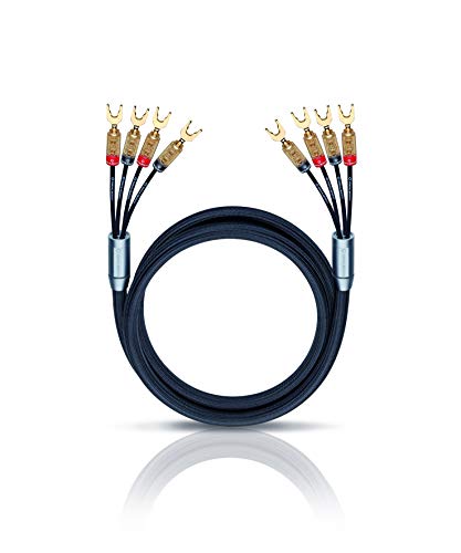 OEHLBACH XXL Fusion Four 500 - Juego de Cables biamplificadores para Altavoces (Conectores con Terminal, 2 x 5 m), Color Negro
