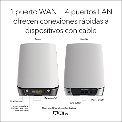 NETGEAR Orbi Router 5G Mesh WiFi 6 TriBanda NBK752 - Router con 1 extensor satélite, Cobertura de hasta 350 m2, 40 dispositivos, AX4200 (hasta 4,2 Gbps)