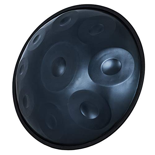 BuoQua Blue Harmonic Handpan Drum Pan de mano en D menor 9 notas 22 pulgadas de acero tambor de mano con suave mano Pan Bag Hand Pan Hang Drum
