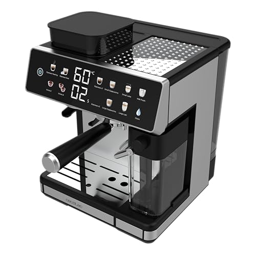 Cecotec Cafetera Express Barista Power Espresso 20 Barista Grind & Latte. 1350W, 20 Bares, Molinillo Cónico, 2.6L Depósito Agua, 100g Café y 500ml Leche, Pantalla Táctil, Autolimpieza, Personalizado