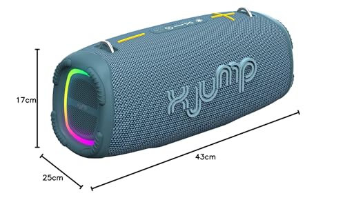 X Jump XJ 200 - Altavoz portátil Amplificado de 90 W, Alto Rendimiento, Bluetooth, función TWS, USB, AUX-IN, micrófono Incorporado, Altavoz Resistente al Agua IPX5, Azul