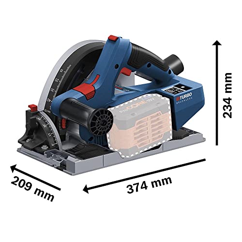 Bosch Professional BITURBO GKT 18V-52 GC - Sierra circular de inmersión a batería (Brushless, 18V, disco Ø 140 mm, Connectivity, sin batería, en L-BOXX)