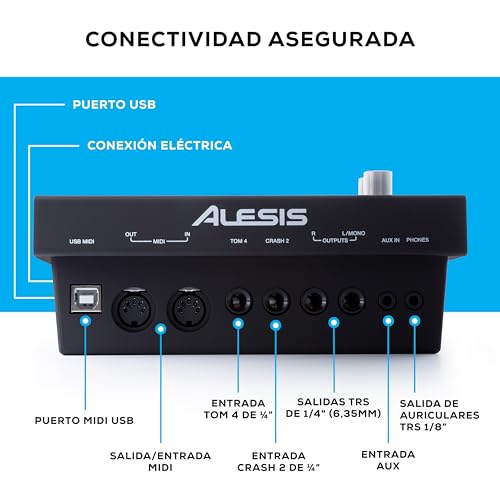 Alesis Command Mesh SE Kit Set de Batería Electrónica, Parches de Malla Doble Zona, Conexiones MIDI USB, 600 Sonidos Batería Eléctrica y Acústica