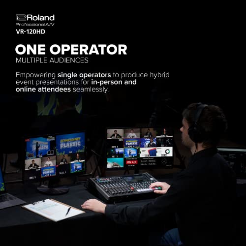 Mezclador AV para streaming directo Roland VR-120HD | Mezclador portátil profesional para eventos híbridos con un único operador | Gran automatización | Efectos avanzados | Compatibilidad con PTZ