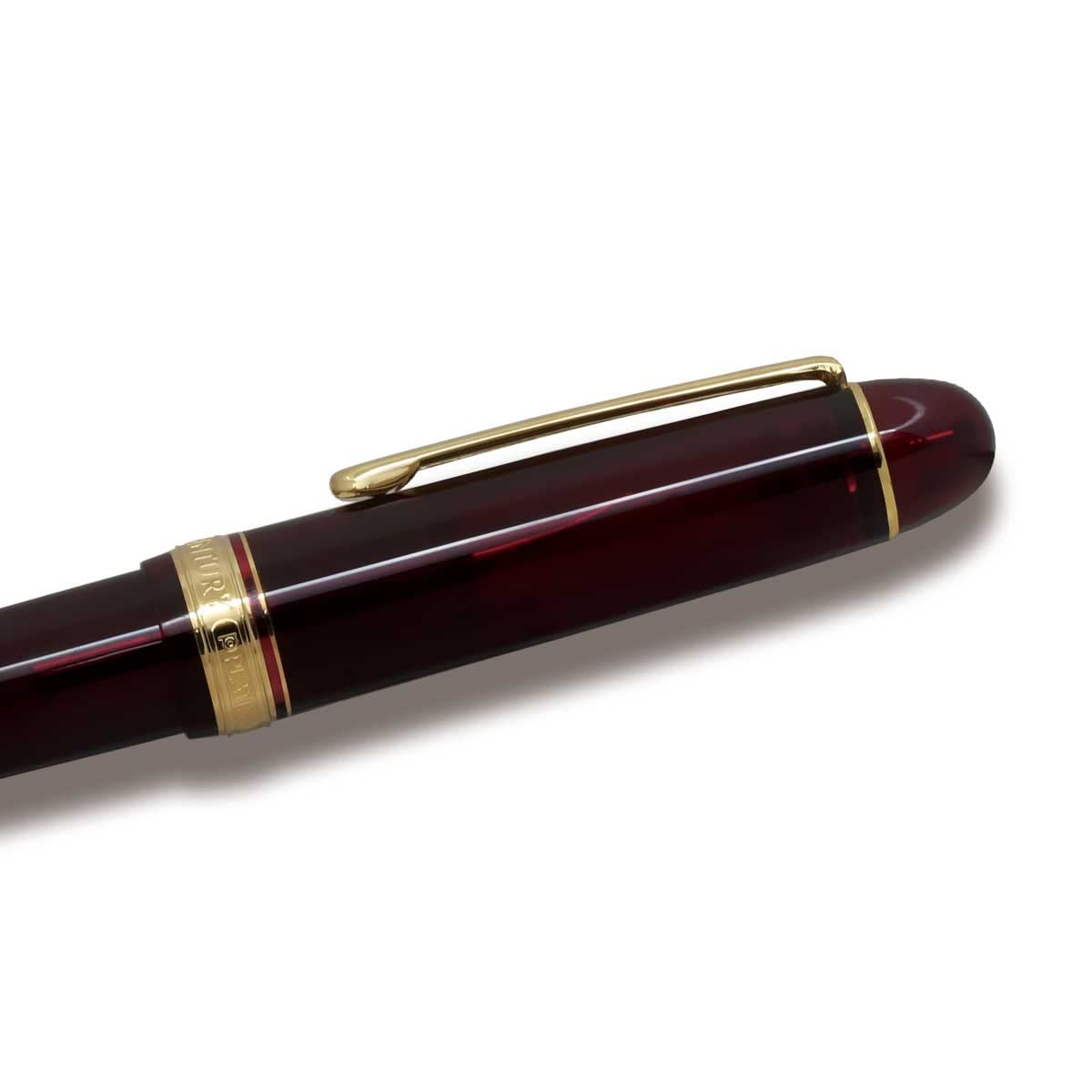 PLATINUM Pluma estilográfica japonesa #3776 Century Gold Trim Bourgogne M/Rojo/ 0,34-0,44 mm/Hecho a mano/Pluma de oro de 14 quilates/con caja de regalo/pluma estilográfica, PNB15000-71M, rojo