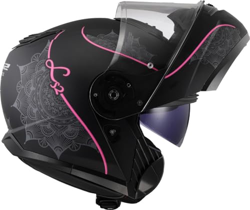 LS2, Casco modular moto STROBE II LUX negro rosa, S