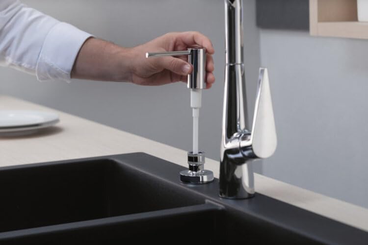 hansgrohe Talis Select M51 Grifo monomando de cocina 300, caño extraíble, 1 tipo de chorro, sBox, acabado de acero inoxidable, 73853800