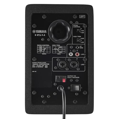 Yamaha HS4 Monitores de Estudio – Par de Altavoces Activos Compactos de 2 Vías Potenciados, Bass-Reflex 4.5" 52W, con Control de Sonido Avanzado, para Producción Musical y Edición de Video - Negro