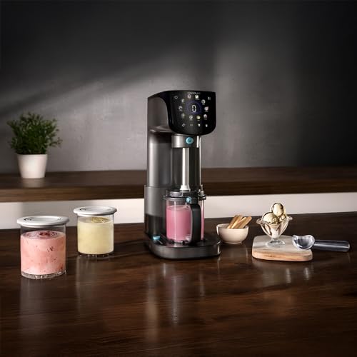 Cecotec Heladera Multifunción Capacidad 2,1L, 3 Tarrinas, Gelatec 2100. 500W, 11 Programas de Helado y Bebidas Granizadas, Tecnología CreamOn y Re-spin, Pantalla Táctil, Incluye Recetario Digital