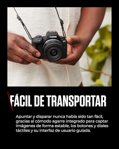 CANON EOS R100 Cámara Mirrorless + Objetivo RF-S 18-45 mm F4.5-6.3 IS STM + RF-S 55-210 mm F5-7.1 IS STM, Cámara Evil APS-C (24,1 MP) -4 EV, Vídeo 4K 25 fps, Dual Pixel CMOS AF, Negro