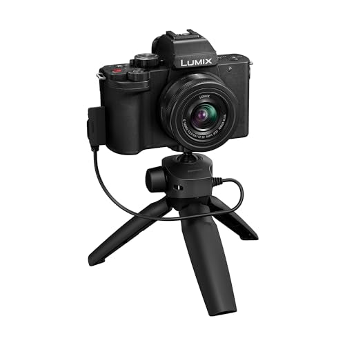 Panasonic Lumix DC-G100DVEGK Cámara Micro Cuatro Tercios sin Espejo con Lente Lumix G Vario 12-32mm F3.5-5.6 y Trípode DMW-SHGR2, 20.3MP, Vídeo 4K 30p/FHD 60, Cámara Vlogging, Carga con USB-C, Negro