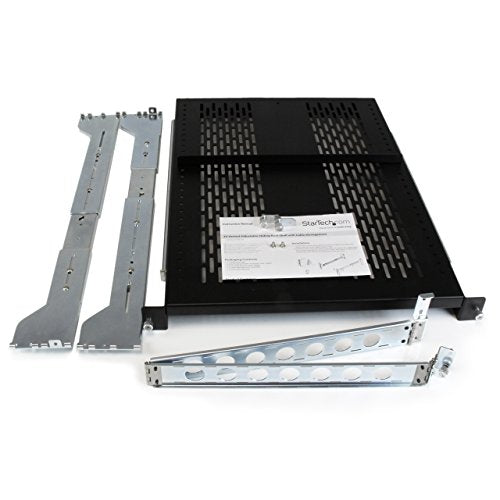 StarTech.com Bandeja para Rack de Servidores 2U Deslizante, con Ventilación y Brazo de Gestión de Cables - Profundidad ajustable - 50kg - Bandeja para Rack 19 Pulgadas - Estante 2U (UNISLDSHF19M)