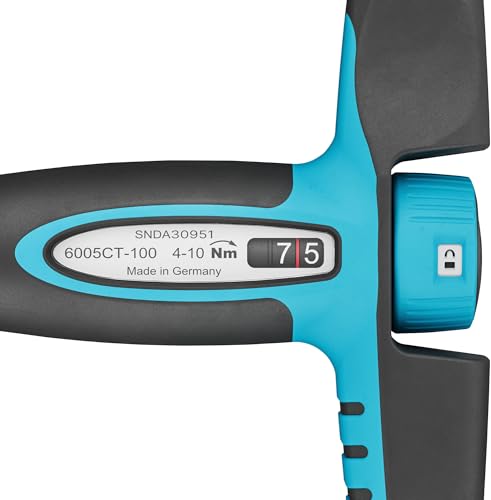 Hazet Destornillador dinamométrico 6005CT-100, 1/4 con mango en cruz, 4-10 Nm, 6% de precisión, 198 mm de longitud, reversible derecha/izquierda, mecanismo de rueda libre, ergonómico